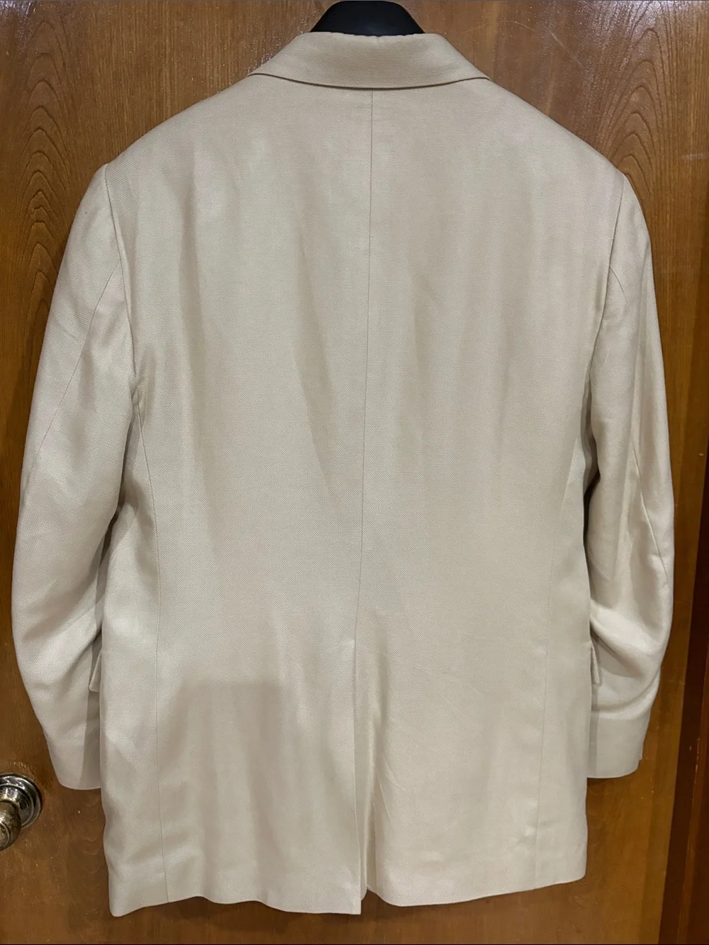 100% SILK Mark Shale Men's Cream Single-Breasted Blazer